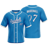 Blue Custom Classic Full Button Baseball Jersey